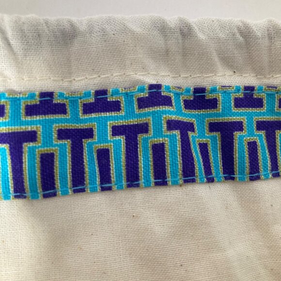 Tory Burch Shoe Dust Bag Drawstring 12 x 15" Cream Blue - Picture 4 of 5